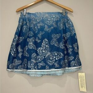 Millenium NWT ombré blue butterfly print silver detail paper waist mini skirt L